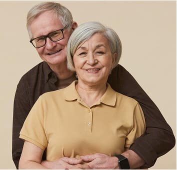 Elderly couple smiling
